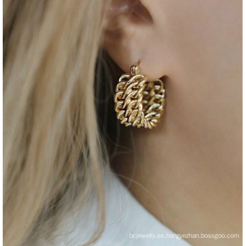 Pendientes de joyería de oro de moda Pendientes geométricos de doble capa Joyería de acero inoxidable